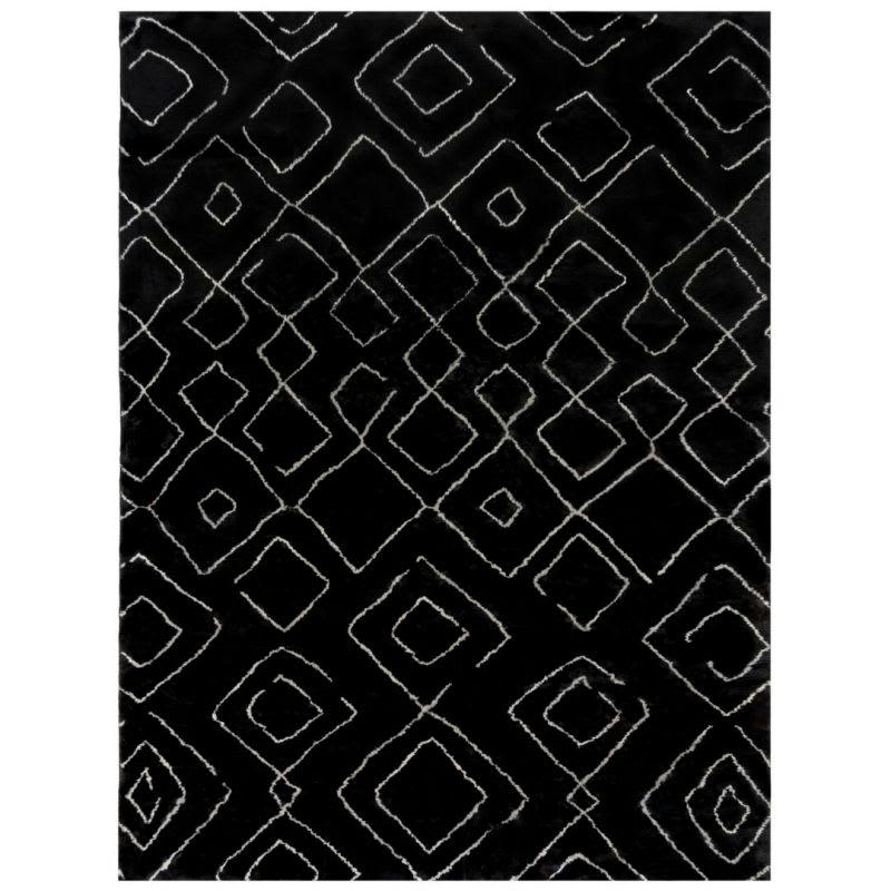 IMRAN - Tapis motifs losanges berbere noir 160 x 230