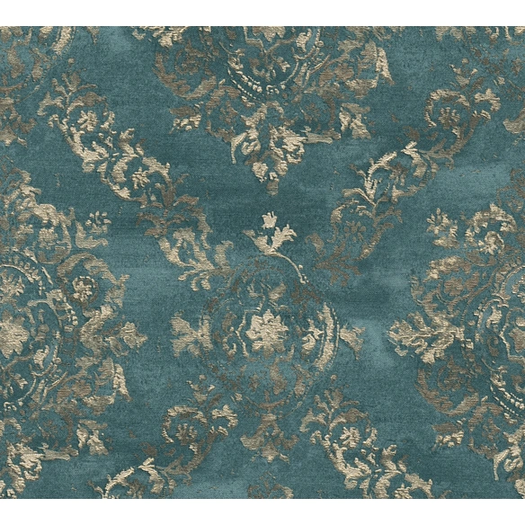 Vliestapete, Barock Ornament, 10,05x0,53 m, blaugrün perlbeige