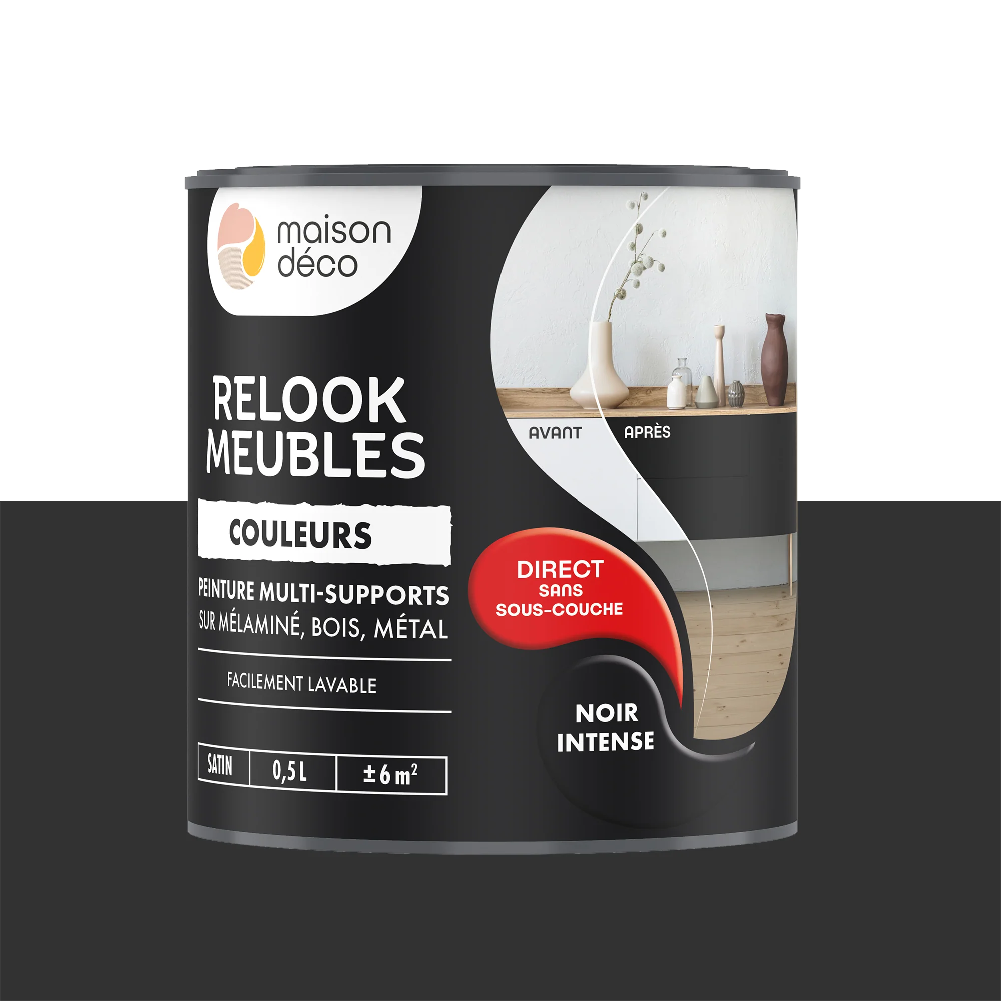 Relook meubles couleurs Peinture RELOOK MEUBLES Peinture noir intense Satiné 0,5 L