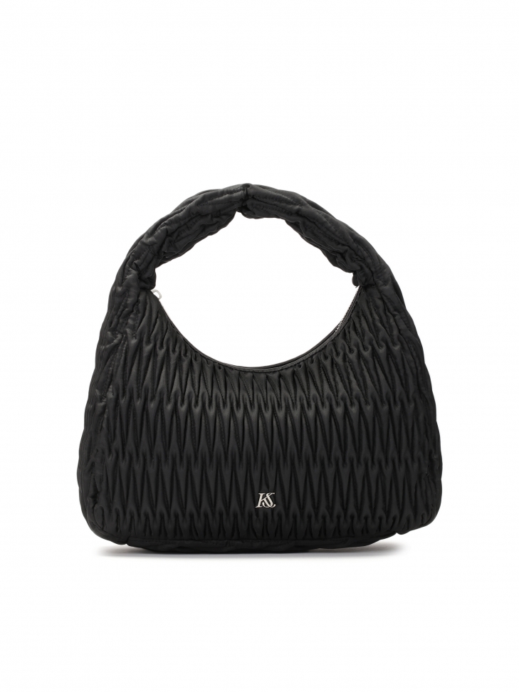 Shoulder bag in strikingly decorated fabric