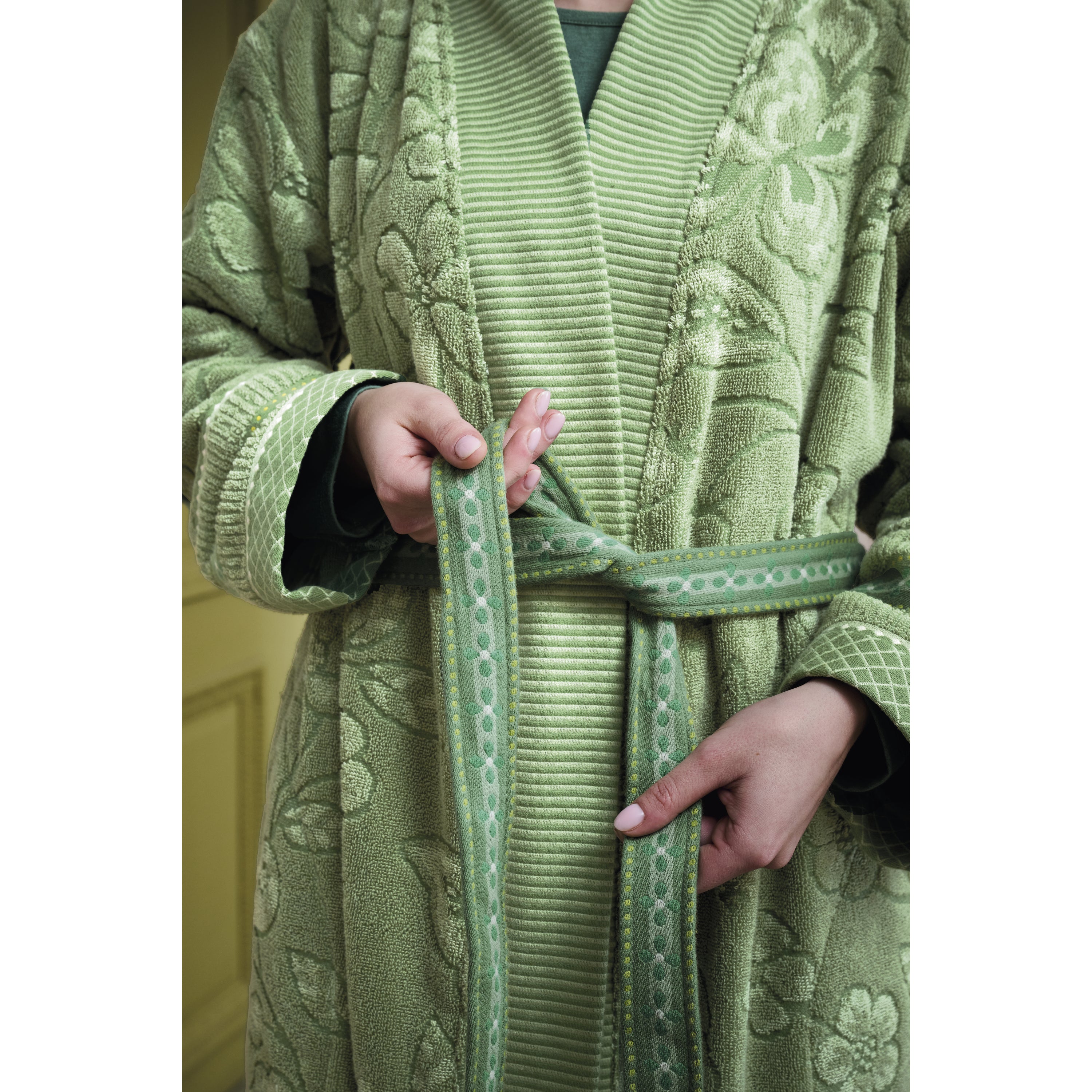 Pip Studio Jasmin Jacquard Badjas - Groen - S