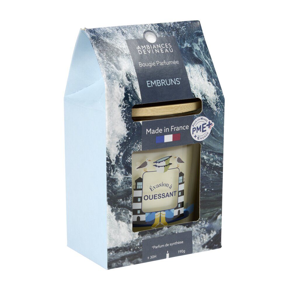 Bougie parfumée Ambiances Devineau 2 mèches Ouessant senteur embruns 30H