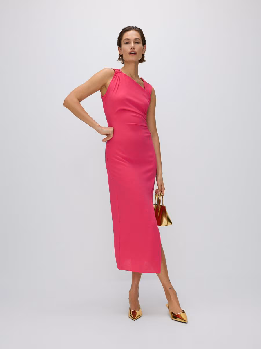 Asymmetric Neckline Maxi Dress