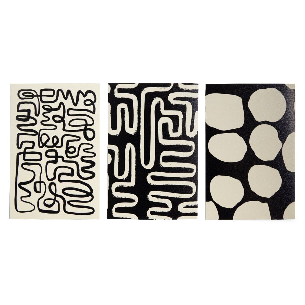 Lot de 3 affiches style abstrait papier noir et beige 10x15cm
