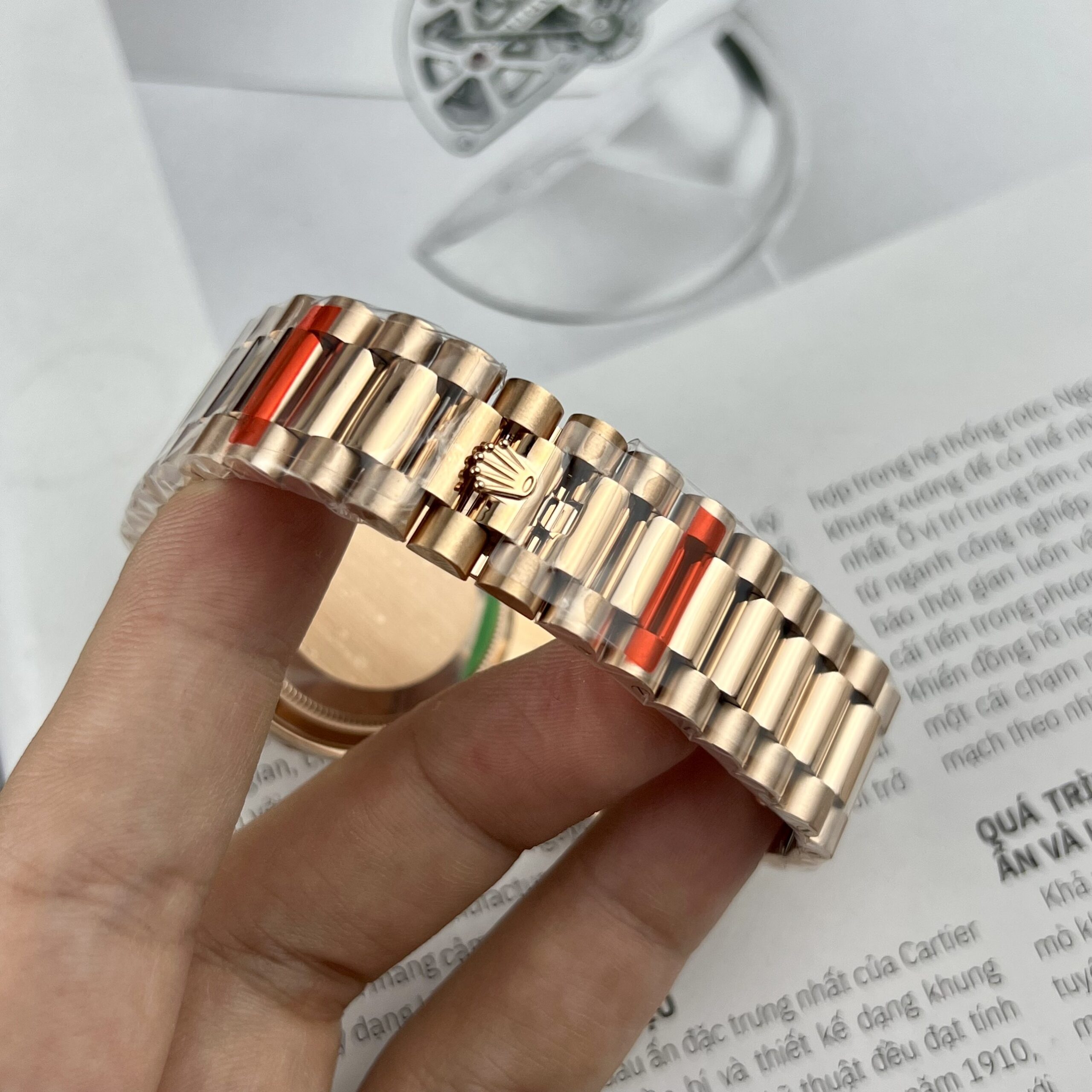 Rolex Day-Date RG Plated Pink Dial CZ Diamonds 36mm EWF Replica