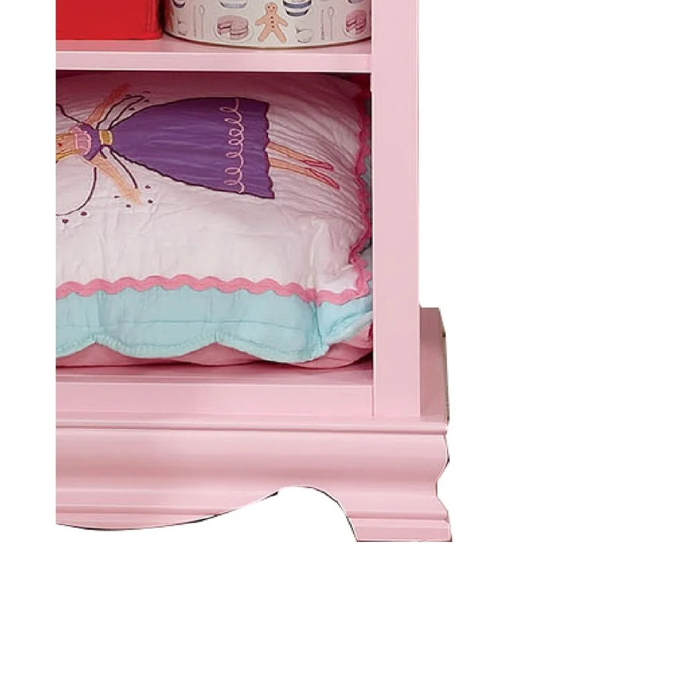 Wooden Closet Storage with 4 Open Shelves and 1 Door Cabinet, Pink