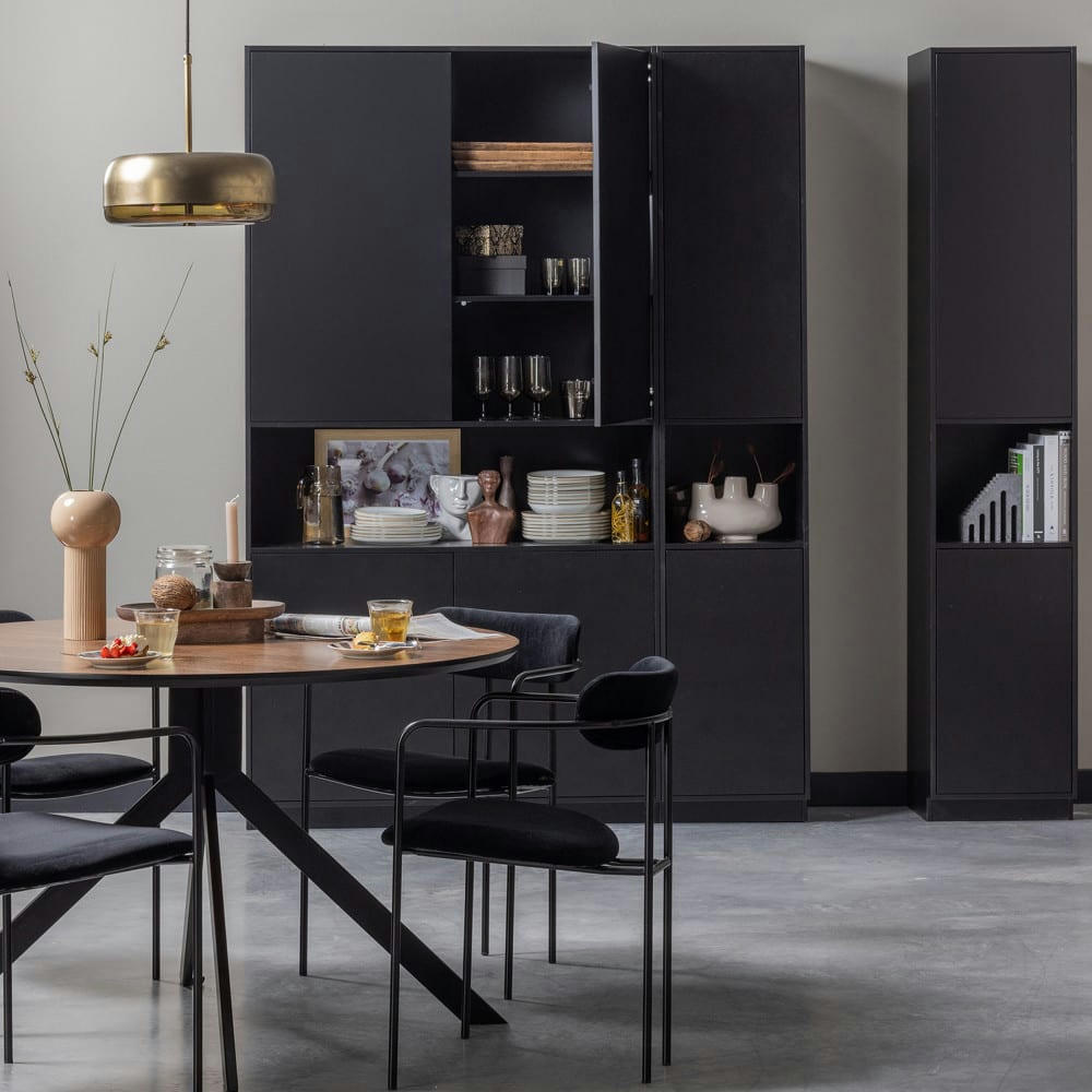 FINCA - Colonne de rangement en bois massif de pin L40cm noir