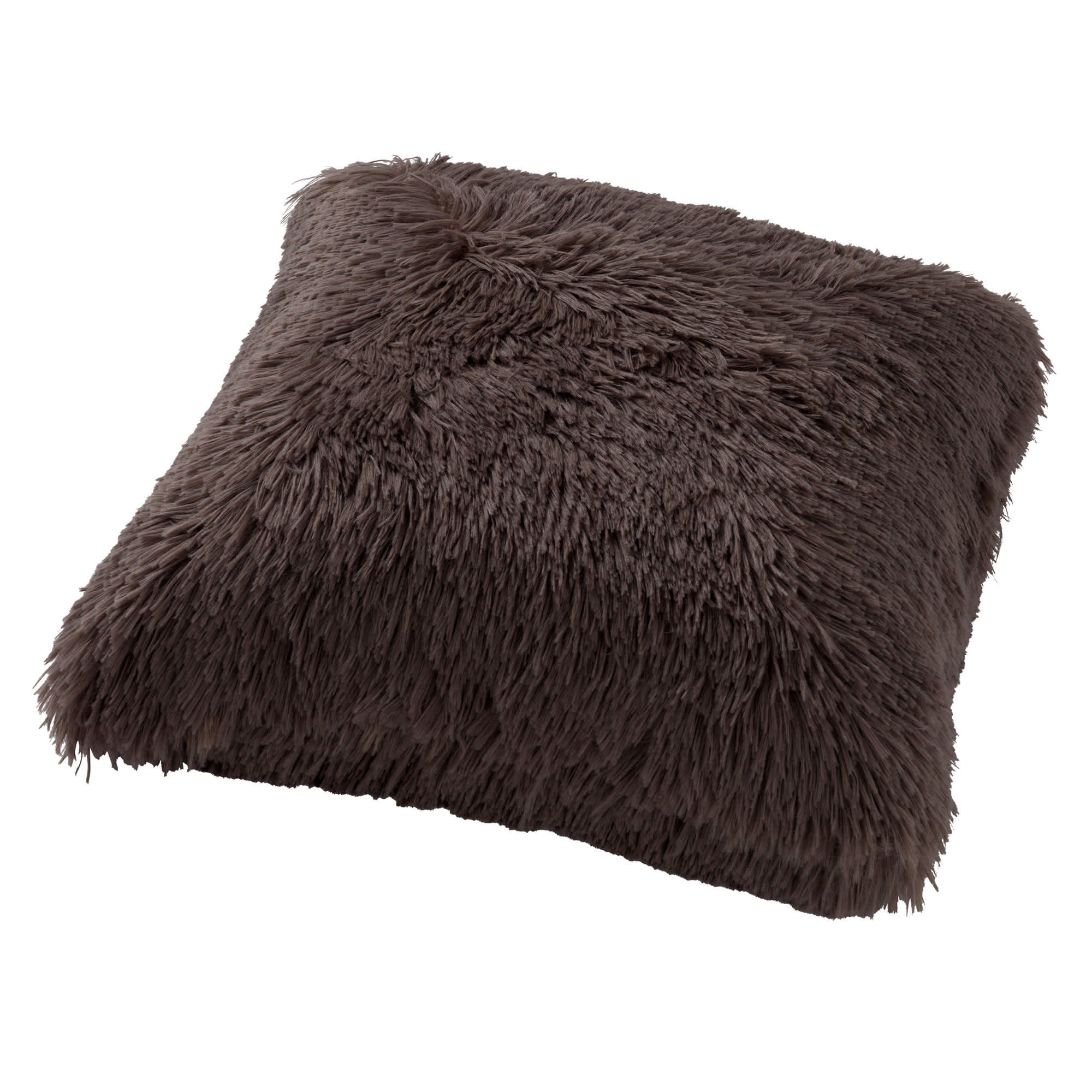 - Housse de coussin taupe fausse fourrure-45x45 cm uni