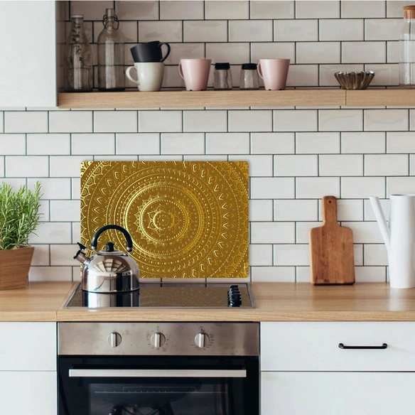 Mini-Spritzschutz »Mandala gold«, Aluverbund, Orientalisches design