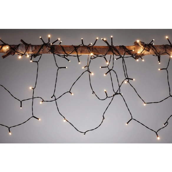 Solarlichterkette, 3000 K, warmweiß, Kunststoff, schwarz