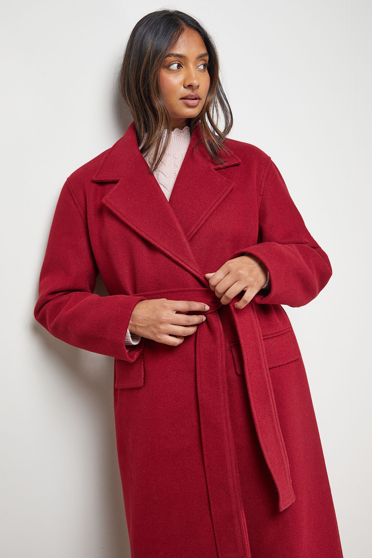 Oasis Tie Belt Detail Midi Coat