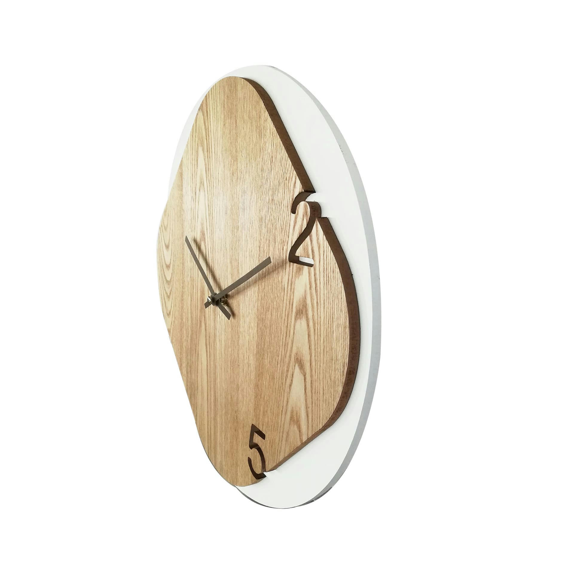 - Horloge murale effet bois superposé blanc et brun ø 40 cm
