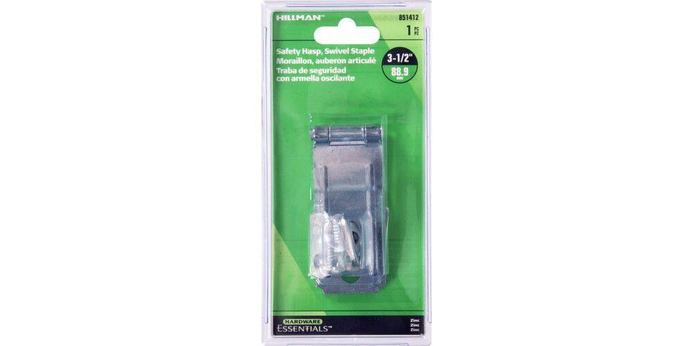 Hillman Swivel Staple Safety Hasp, Zinc-Plated, 3-1/2-in