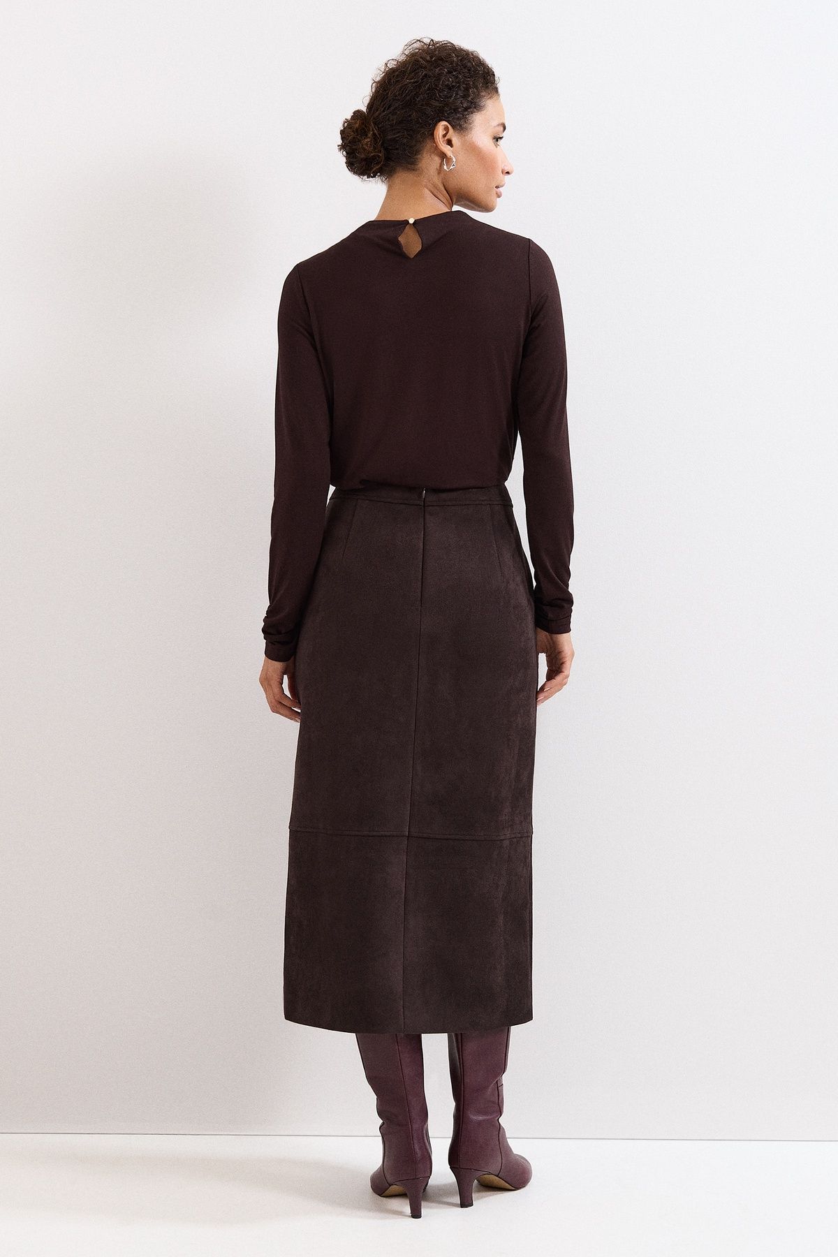 Phase Eight Elodie Suede-Effect Midi Skirt