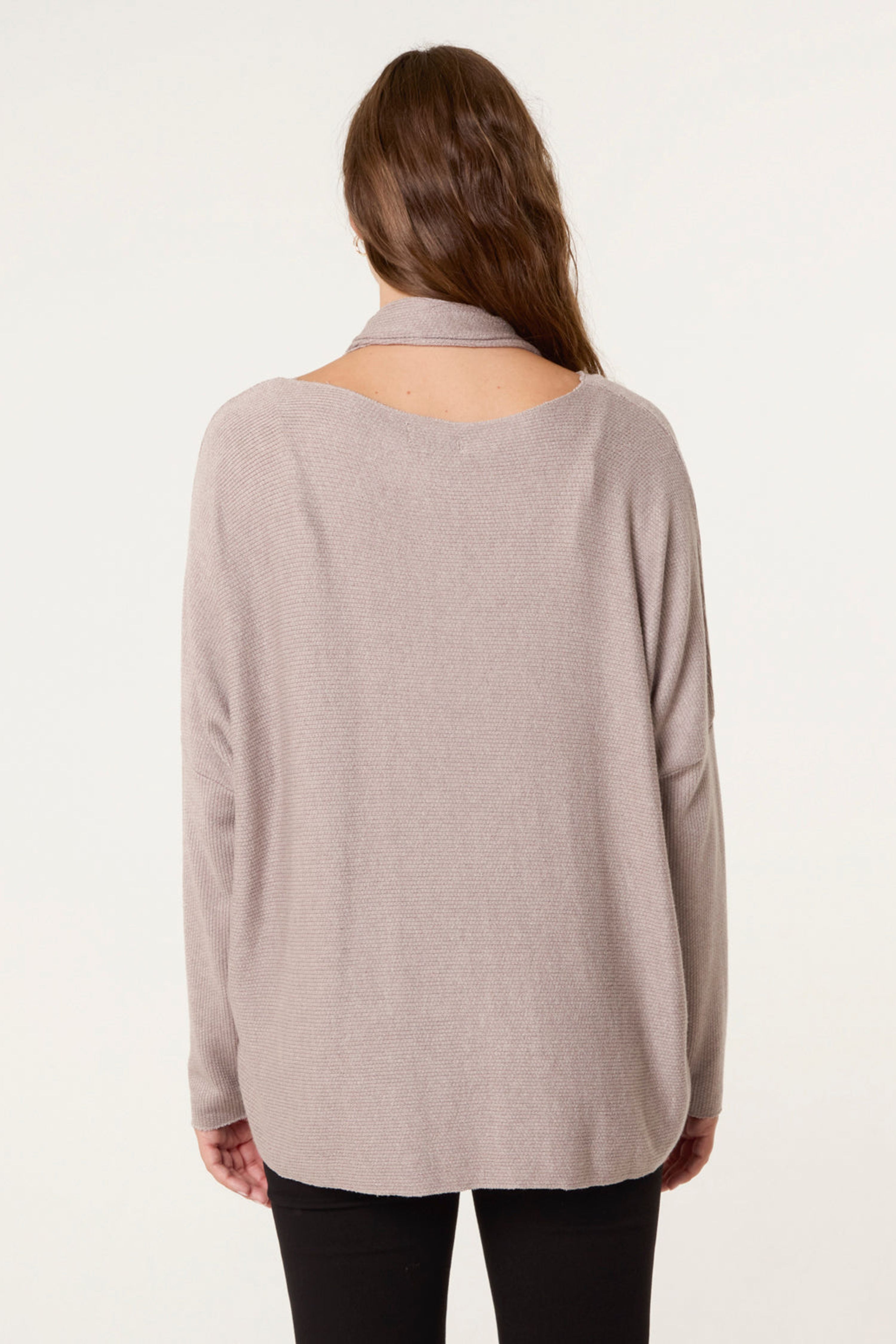 Blue Vanilla Light Brown Scarf Cut And Sew 2in1 Jumper