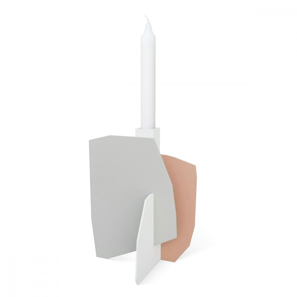 - Bougeoir pastel en métal h19,5cm