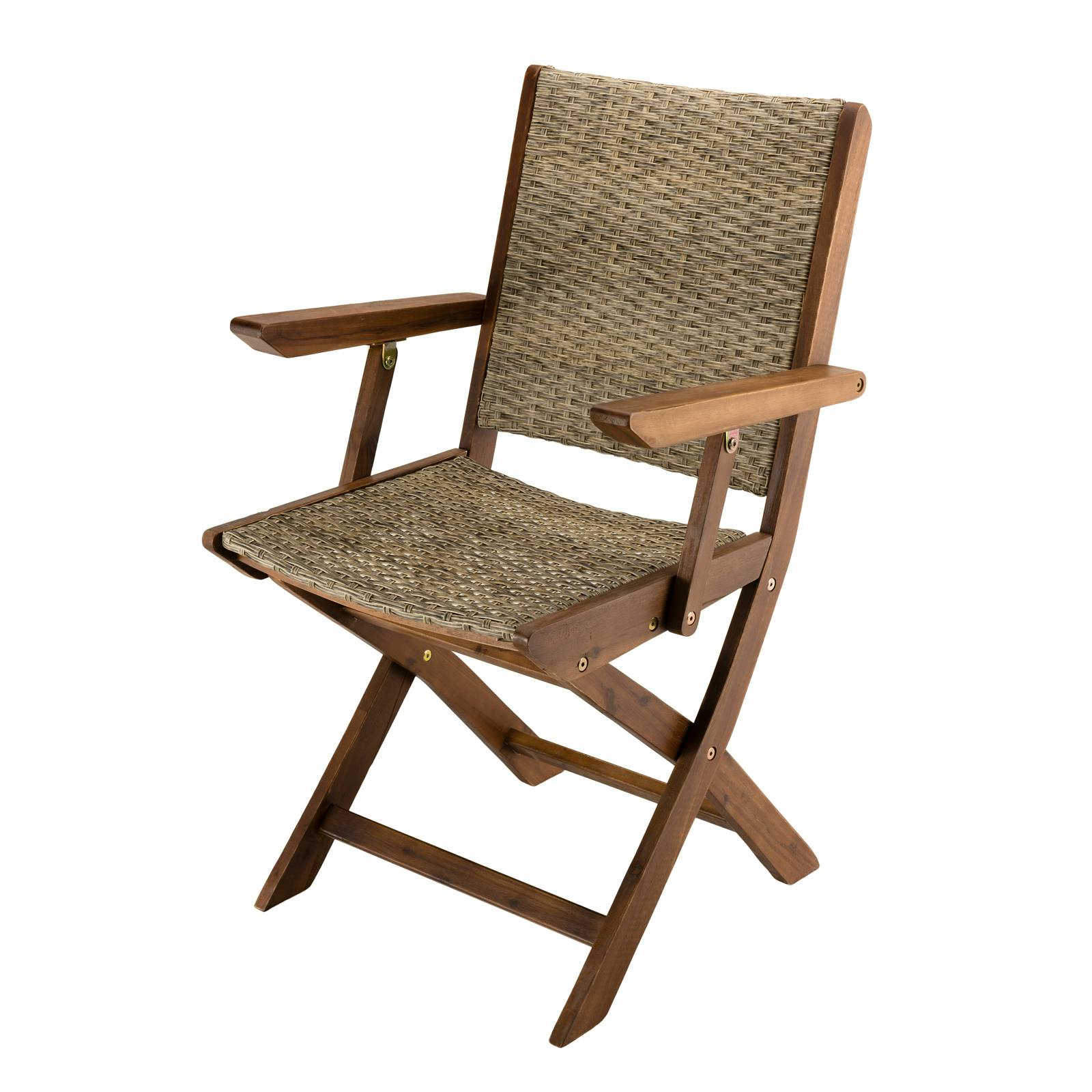 Fauteuil de jardin pliant acacia rotin synthétique BAHIA (lot de 2)