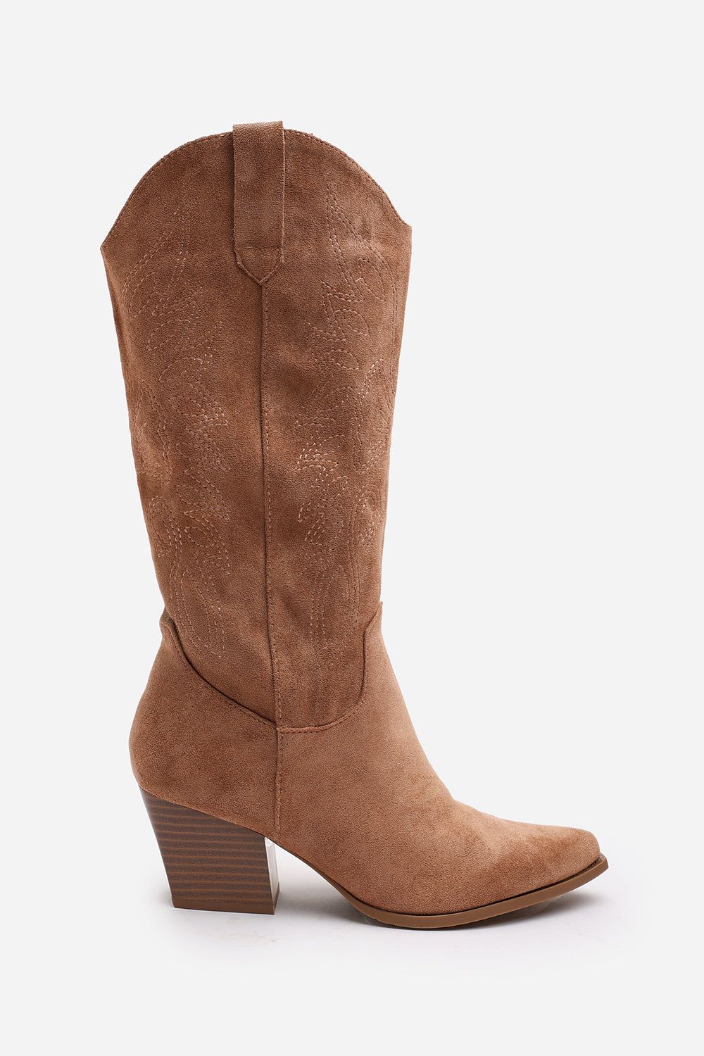 Where's That From Yasmine Calf Cowboy Boots Block Heel Western Embroidered