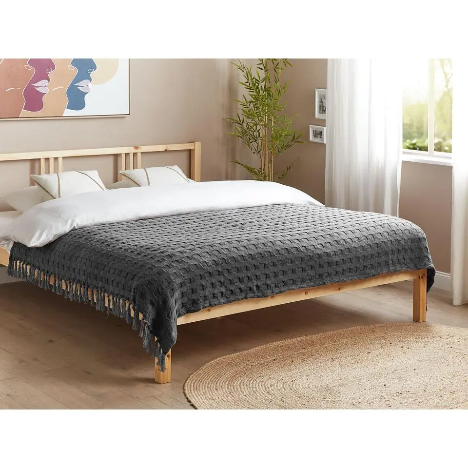 BERE - Bedsprei - Grijs - 150 x 200 cm - Katoen