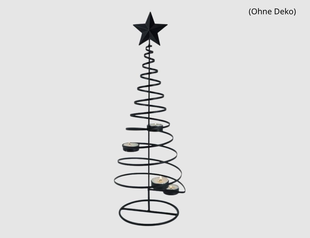 Teelichthalter Tannenbaum Spirale Schwarz