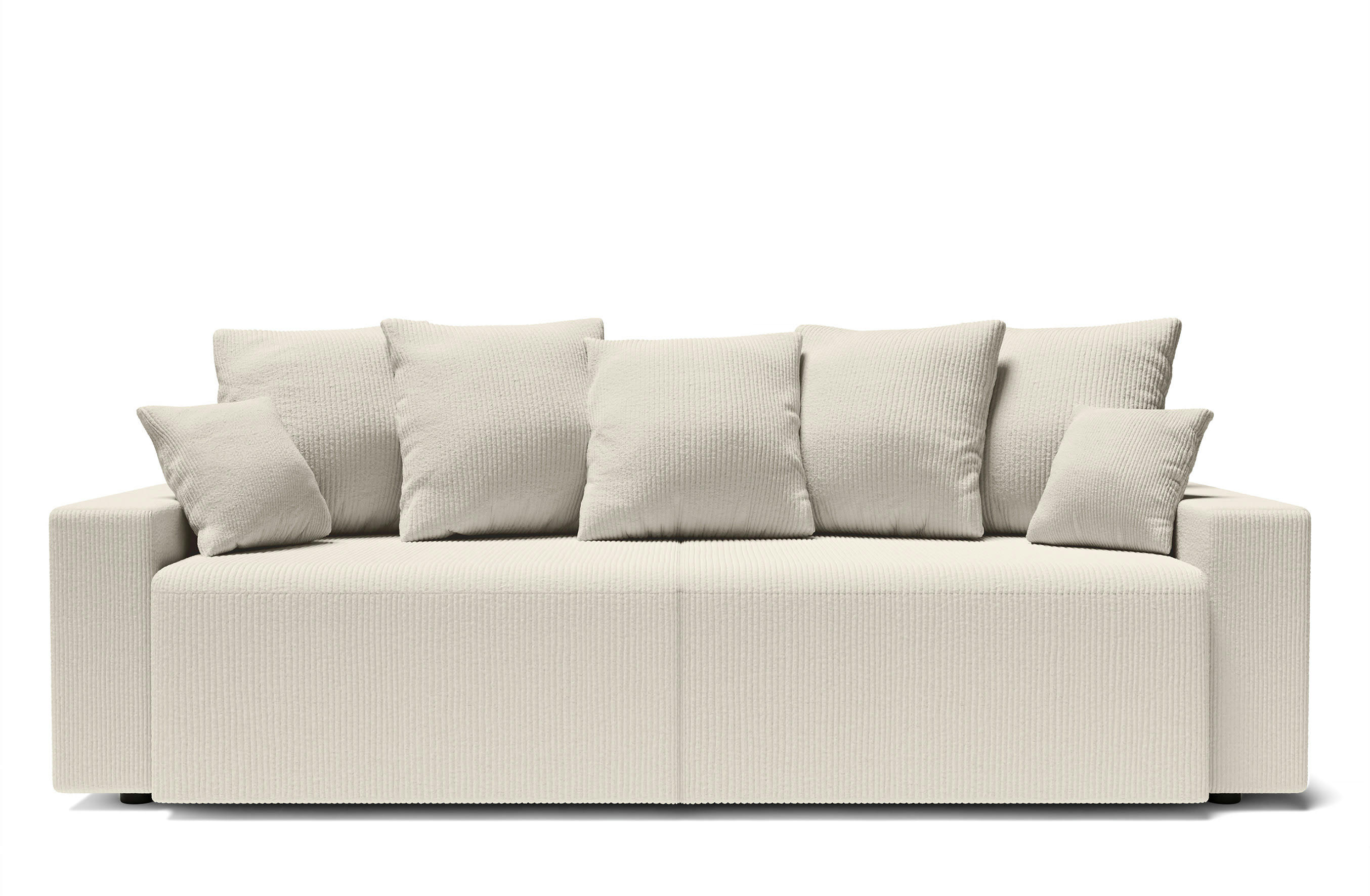 ALMA - Canapé droit convertible en velours côtelé 3 places beige