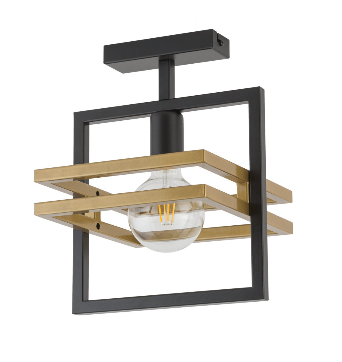 Lampa sufitowa czarno-złota Merci 1xE27x15W wym: 34x26x26 cm Sigma Lighting