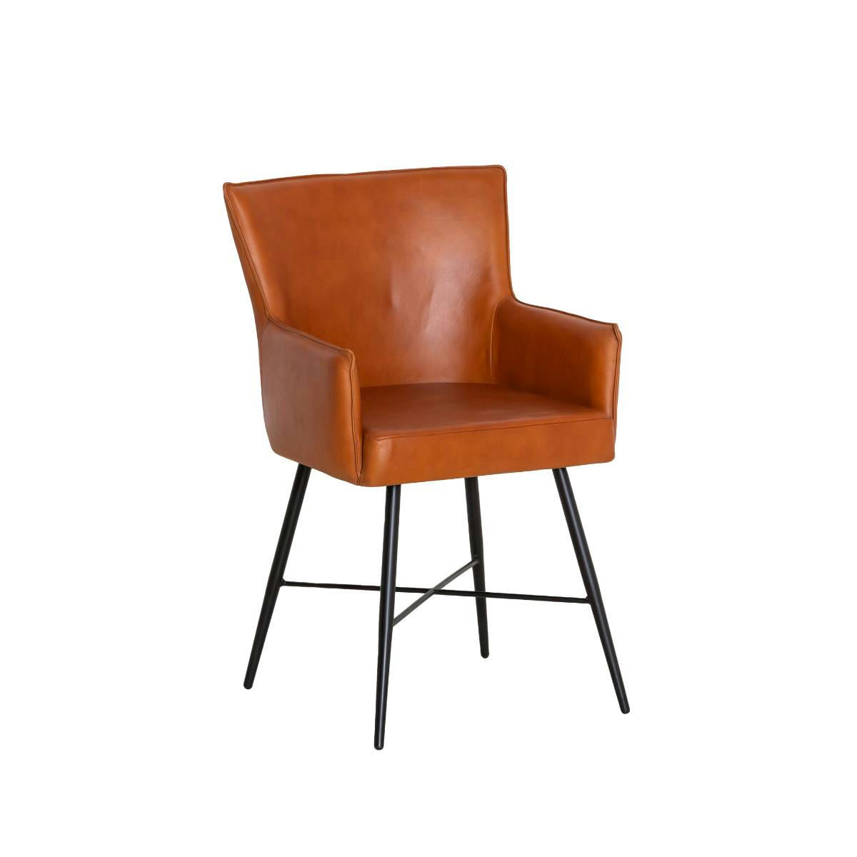 - Fauteuil en cuir et croûte de cuir marron 58 cm