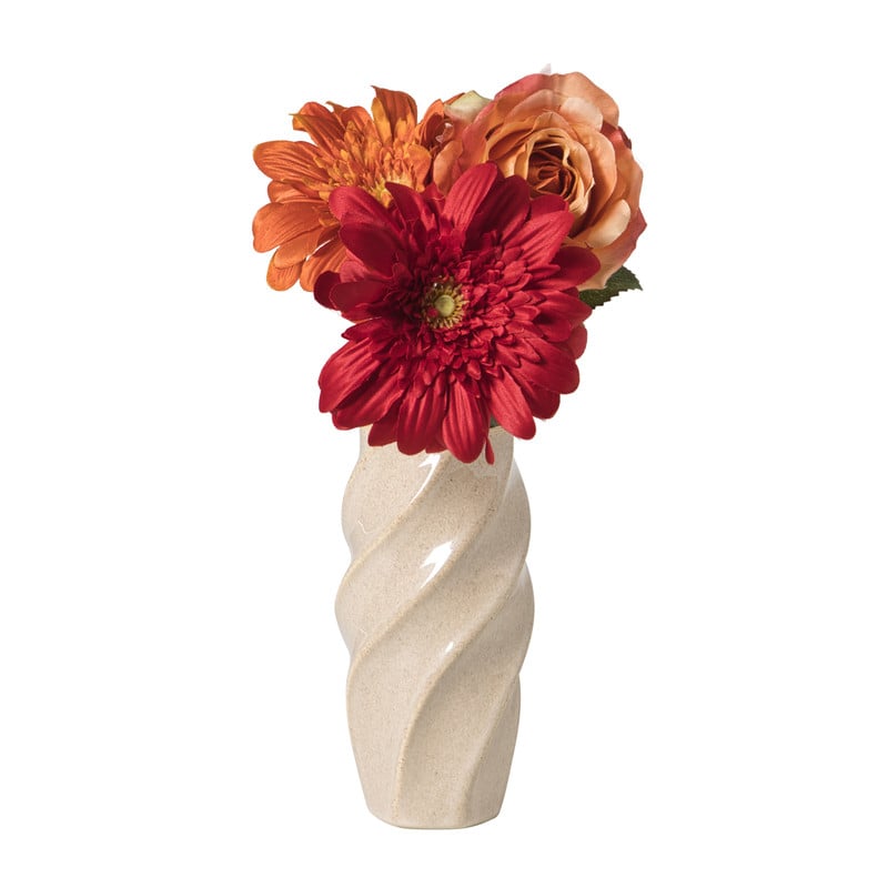 Vaas gedraaid - beige - &Oslash;8.4x17.5 cm