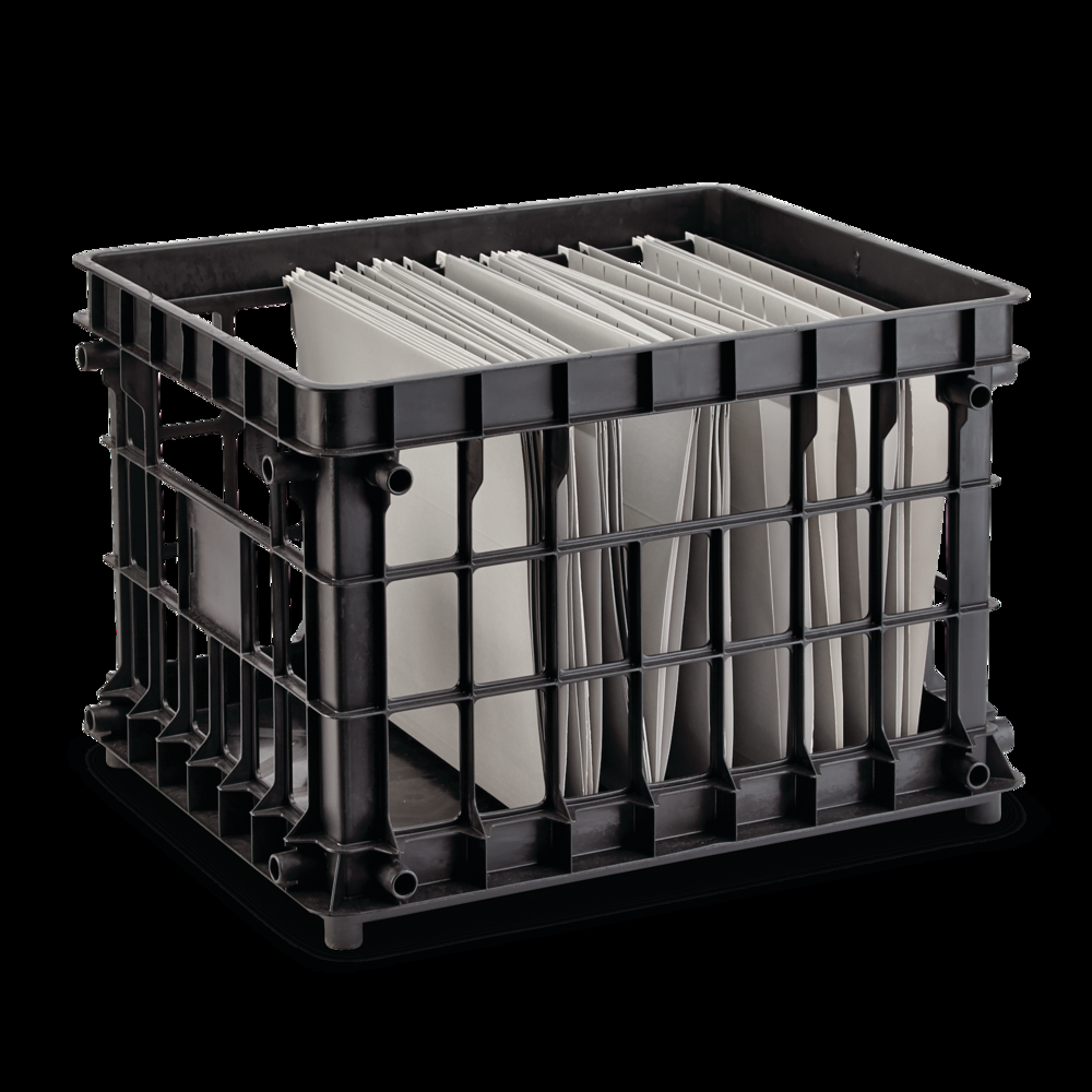 type A Prima Stackable Milk Crate Storage Basket, 30.7-L, Black