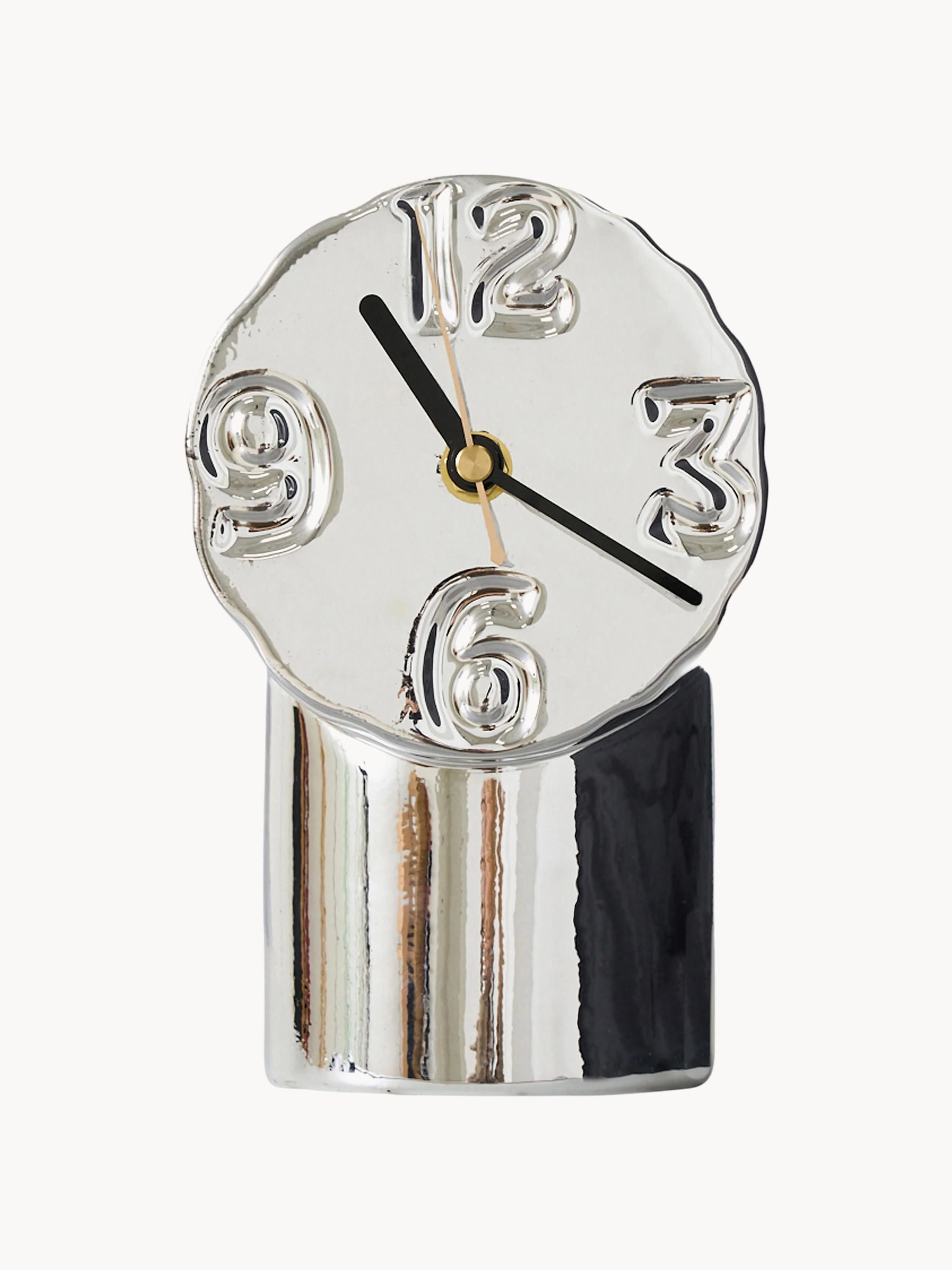 Handgefertigte Keramik-Uhr Retro mit Chrom