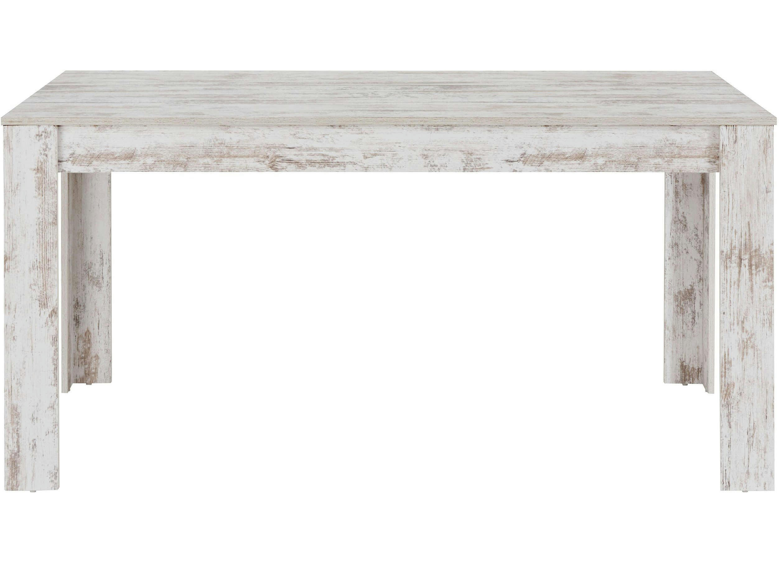 LYNN - Table à manger 160x90 cm 8 personnes en MDF blanc antique