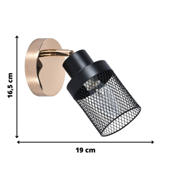 Kinkiet miedź-czarny GISSI 1xE14x60W wym:16,5x10x19cm IP20 Lampex