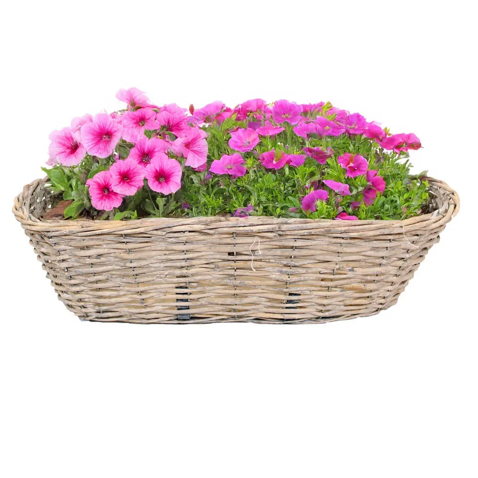 Van der Leeden Balkonmand - rotan gevlochten -46 x 22 x 17 cm