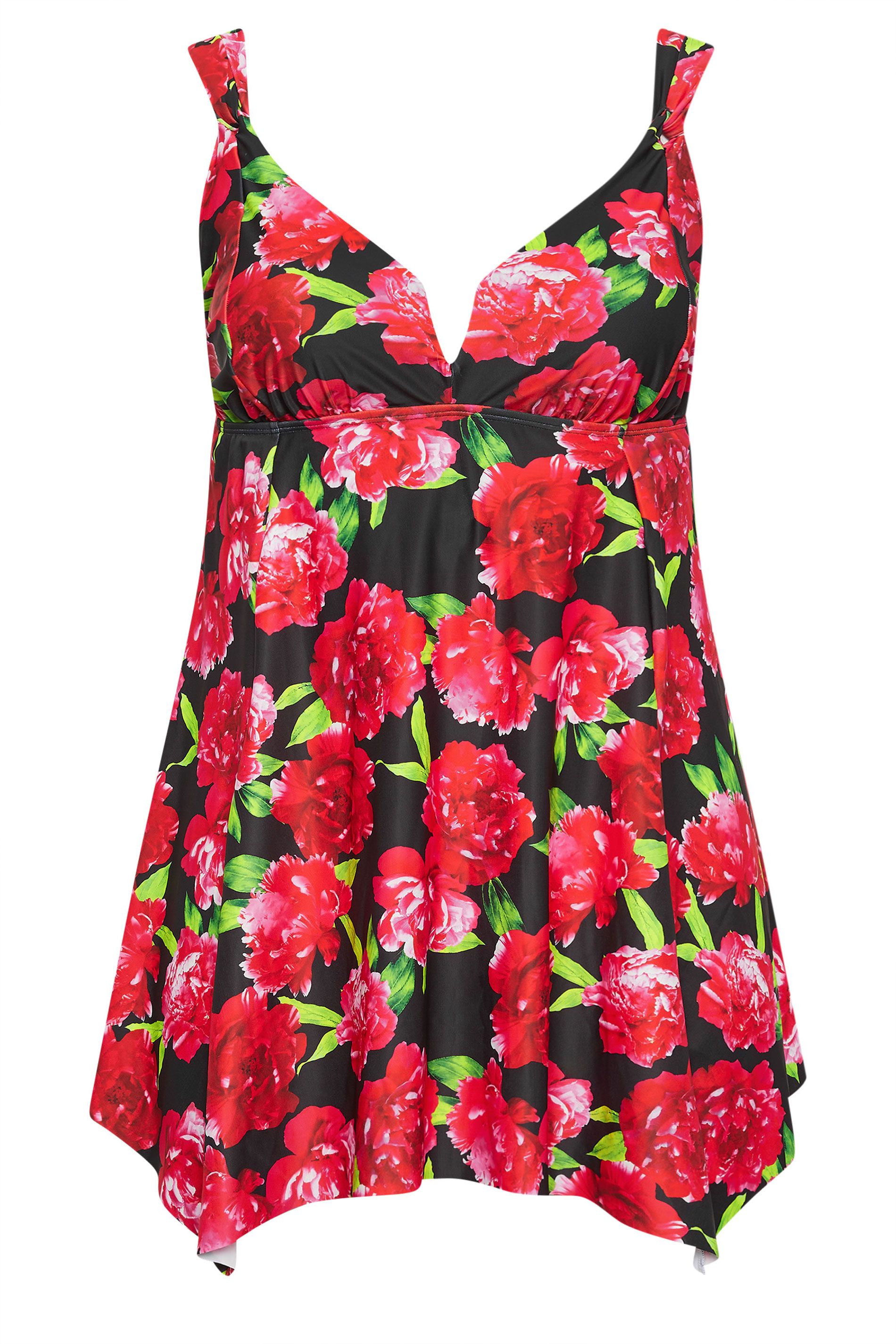 Yours Floral Print Hanky Hem Swim Dress