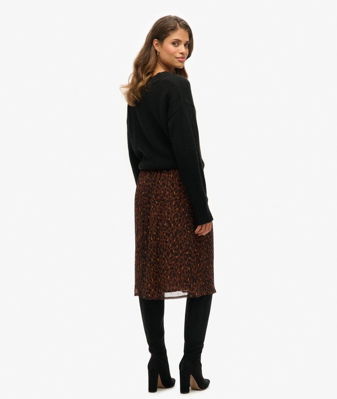 Woven Metallic Midi Skirt