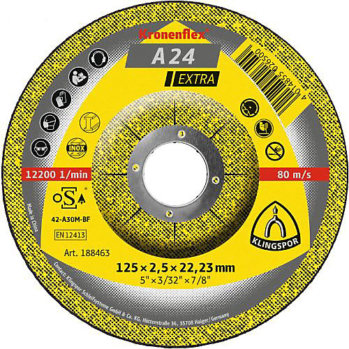 Disque à tronçonner KRONENFLEX en acier A24 extra plat 125 x 2,5mm - KLINGSPOR - 242138