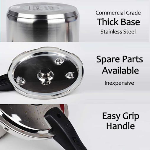 2X 5L Commercial Grade Stainless Steel Pressure Cooker