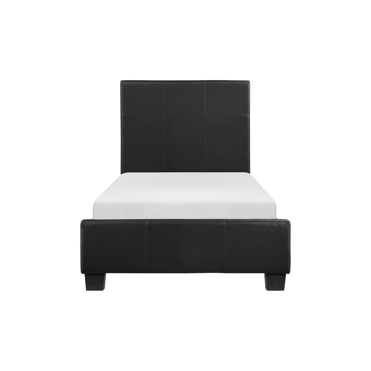 Hermann 3 Piece Black Modern Faux Leather Upholstered Panel Bedroom Set