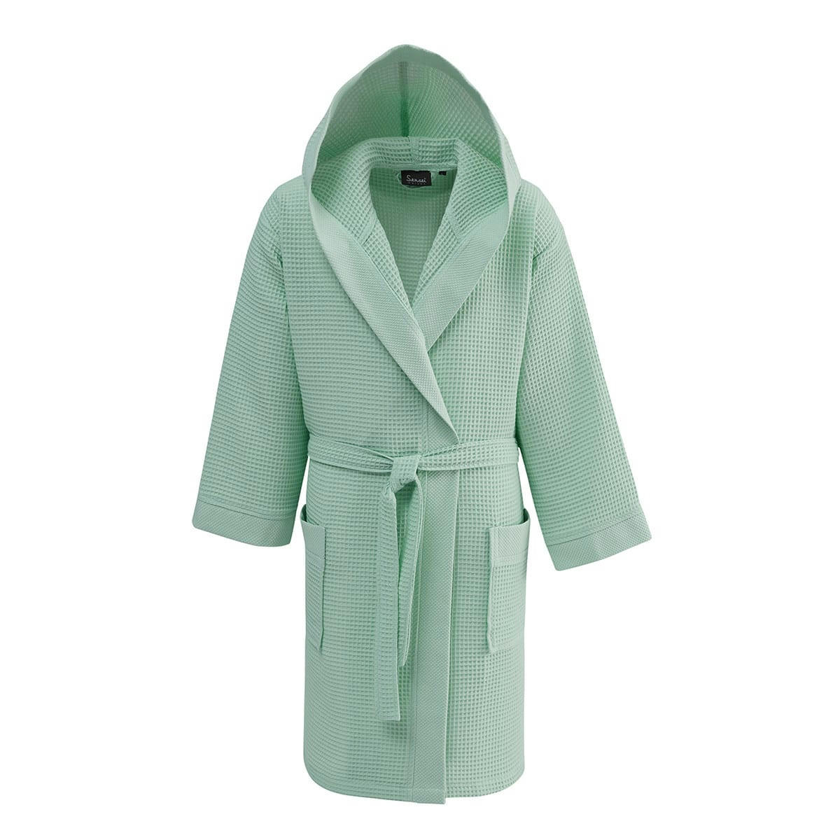 SPA - Peignoir mi-long nid d'abeille à capuche Menthe XL