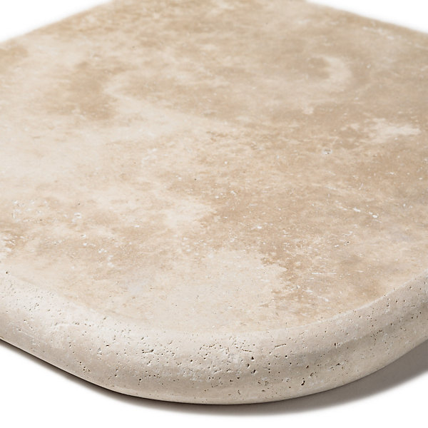 Margelle angle sortant Travertin Beige Clair 33x33x3 cm Bord 1/2 Rond (à l'unité) - RO'MA NATURE