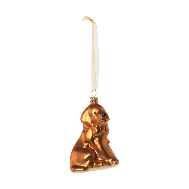 Christmas Fun Dog Antiqued Glass Decoration