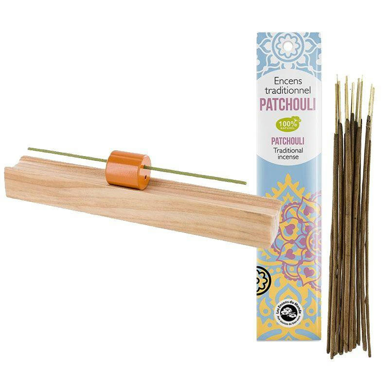 HINOKI - Porte-encens en bois précieux hinoki + encens indien au patchouli