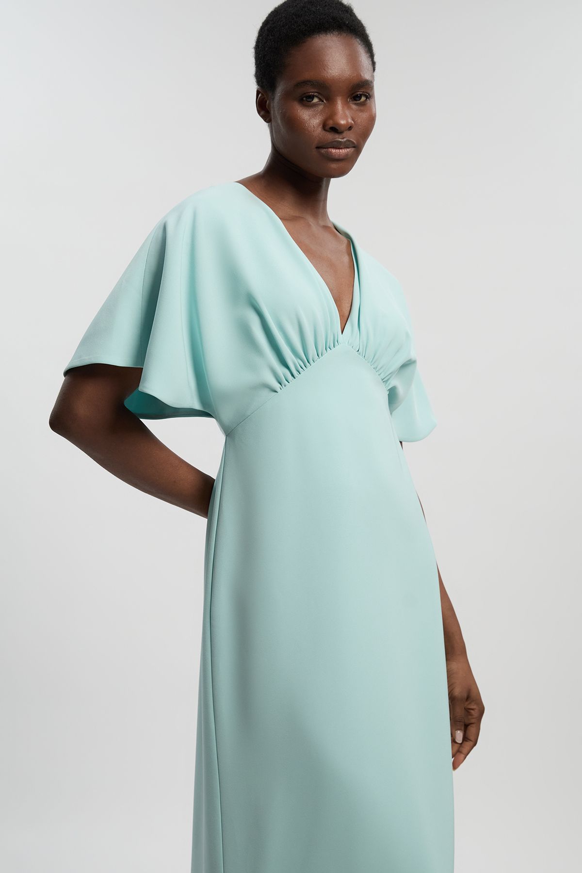 KarenMillen Soft Tailored Waterfall Sleeve Maxi Dress