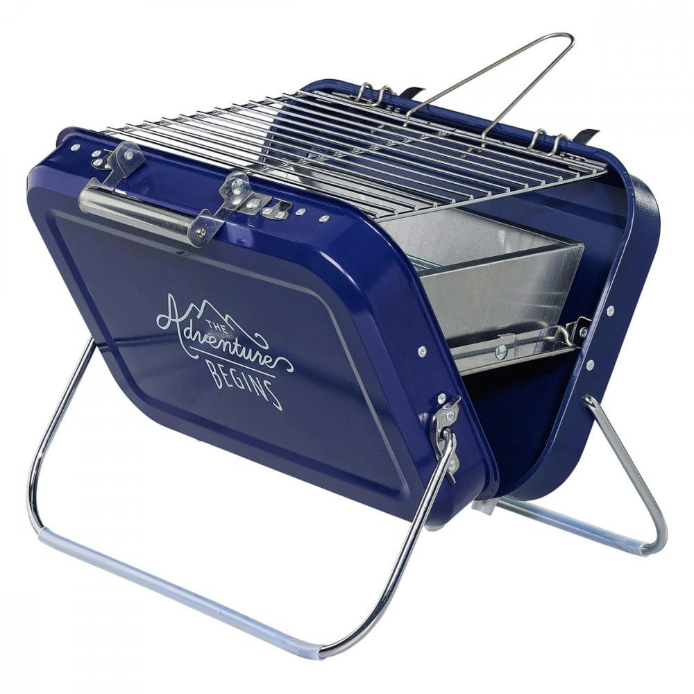 - Barbecue portable large métal bleu