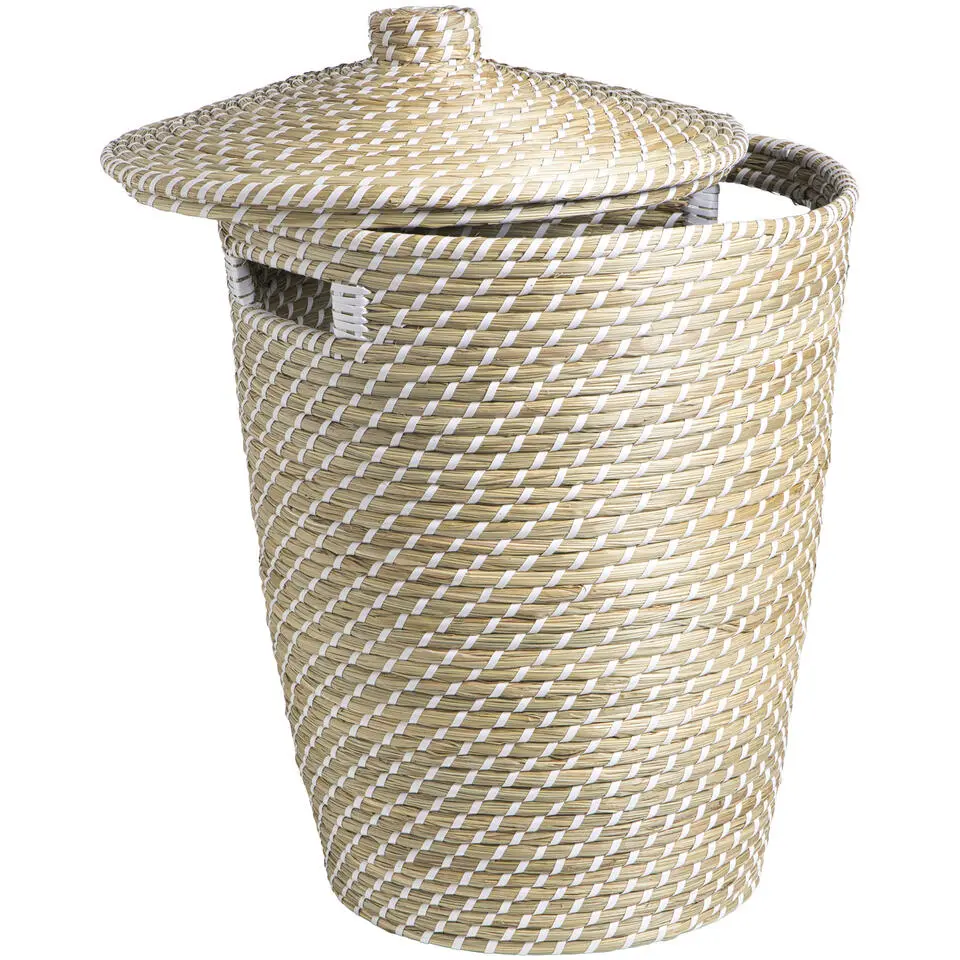 Mand met deksel Noa naturel zeegras - 50x&Oslash;42x&Oslash;30 cm