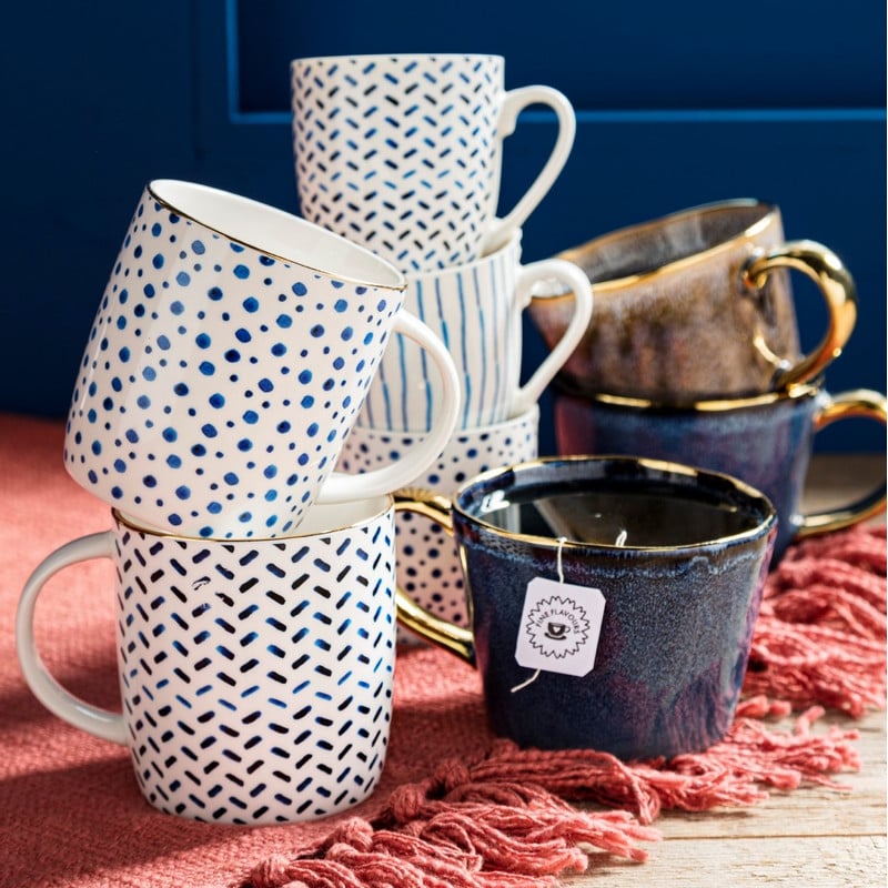 Mok met gouden oor - donkerblauw - 250 ml