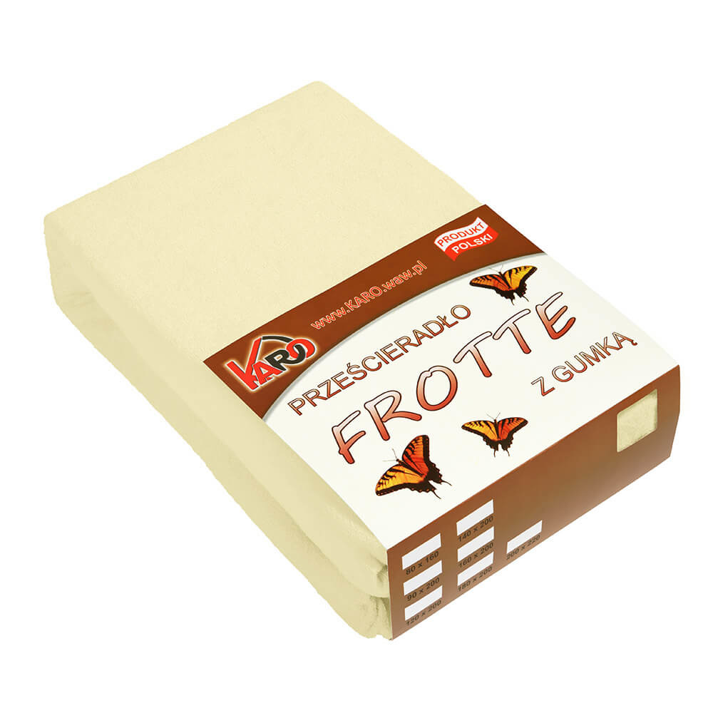 Prześcieradło frotte z gumką 220x240 kremowe 003 KARO