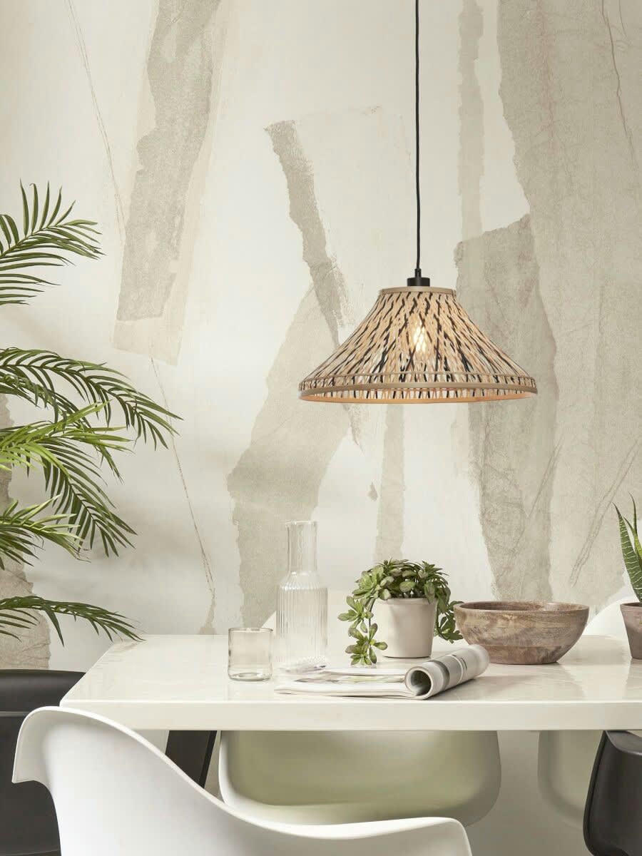 TAHITI - Suspension bambou abat-jour bambou naturel/noir, h. 20cm