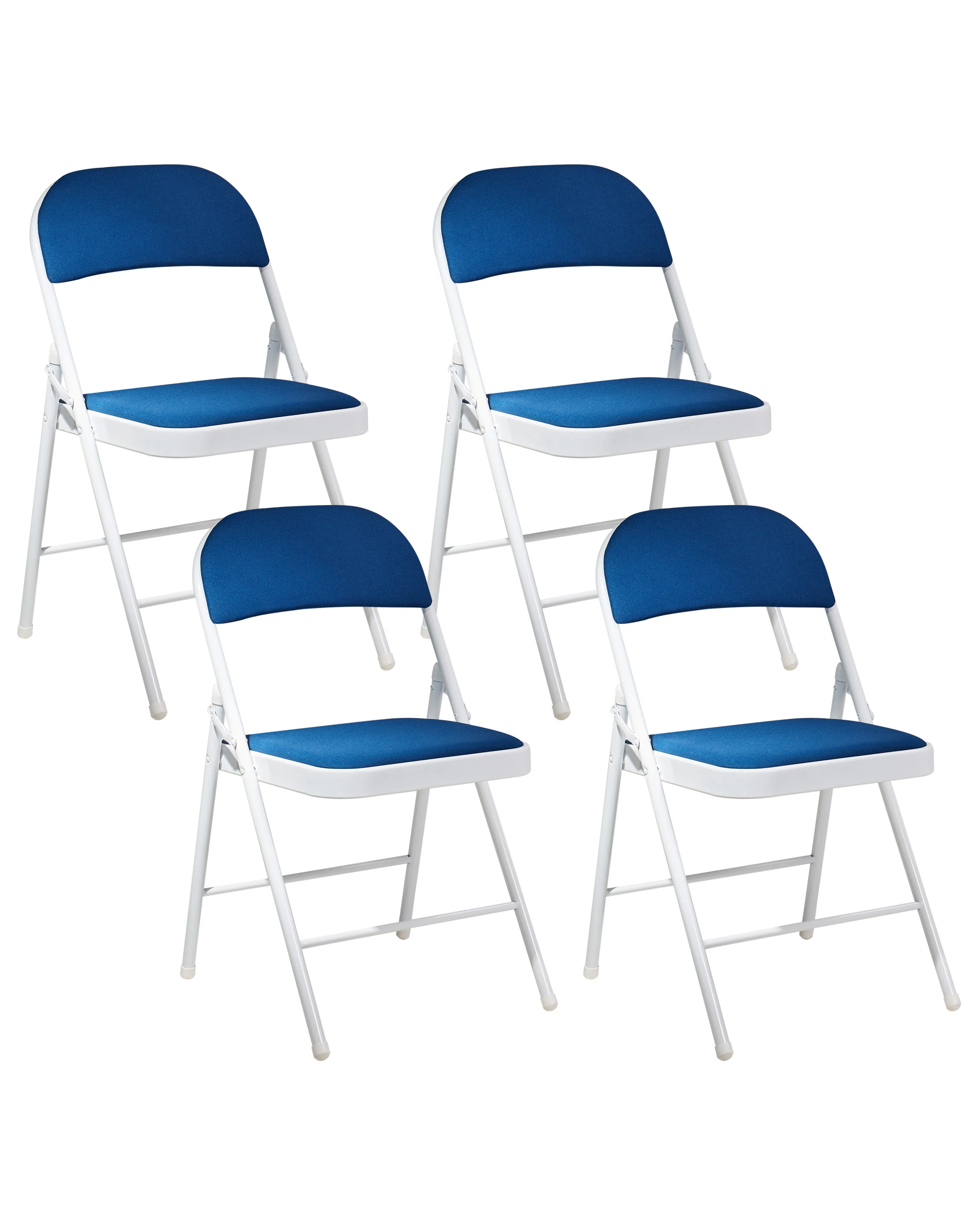Set of 4 Folding Chairs SPARKS Metal Blue/ White