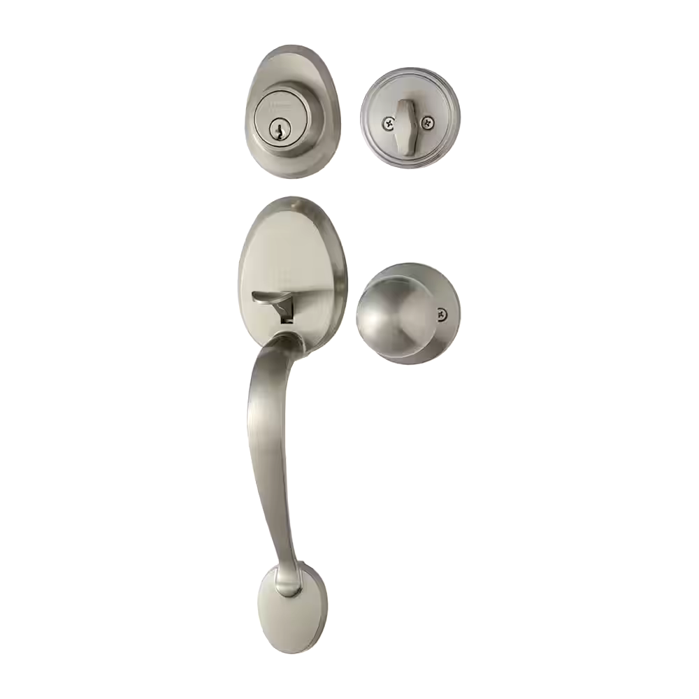 Garrison Grip Handle Set, Door Knob & Deadbolt Lock Set, Satin Nickel
